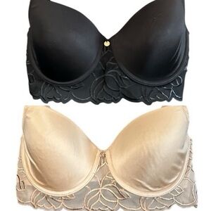 Natori 30D Black and Cream Tshirt Bra Set of 2